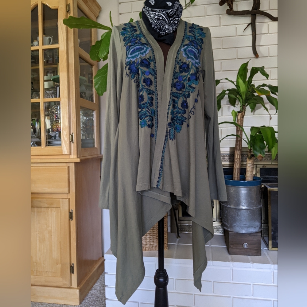 Johnny Was Embroidered Cardigan